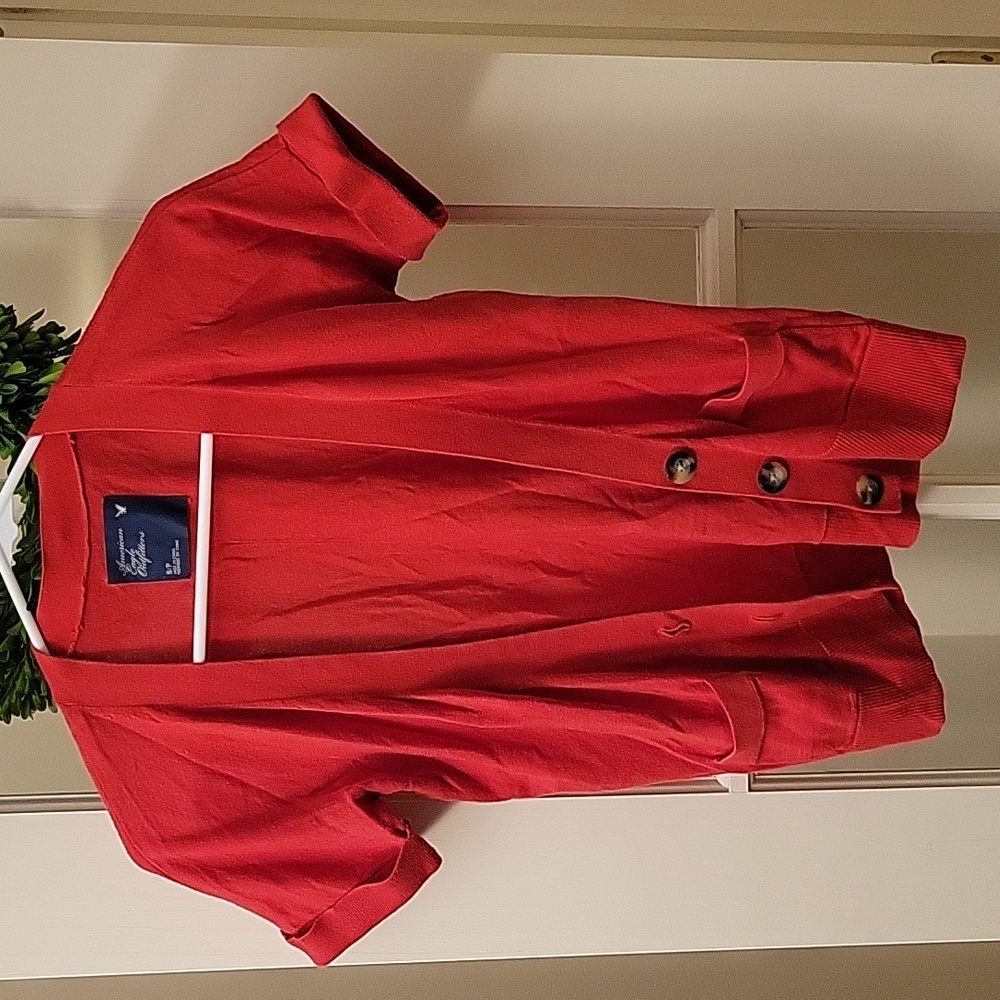 Red AE Short Sleeve Cardigan